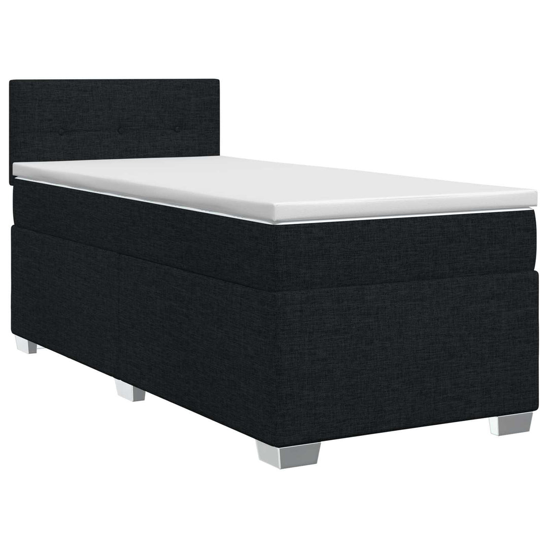 Boxmadras med topmadras med hovedgærde Sort 90 x 190 cm Stof
