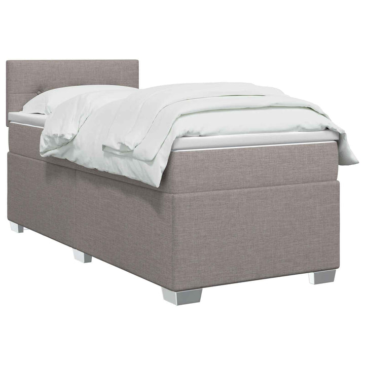 Boxmadras med topmadras med hovedgærde Gråbrun 90 x 190 cm Stof