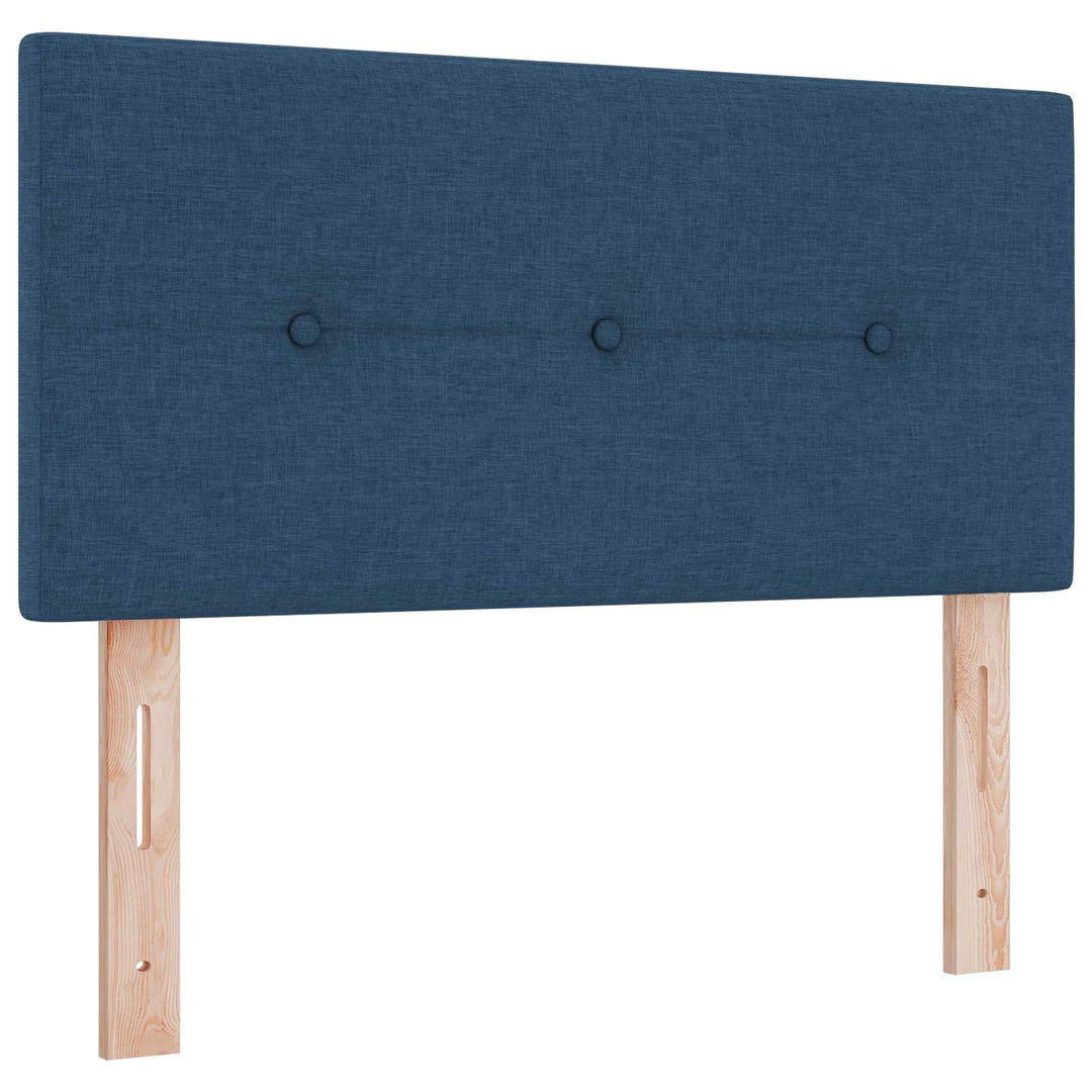 Boxmadras med topmadras med hovedgærde Blå 90 x 190 cm Stof