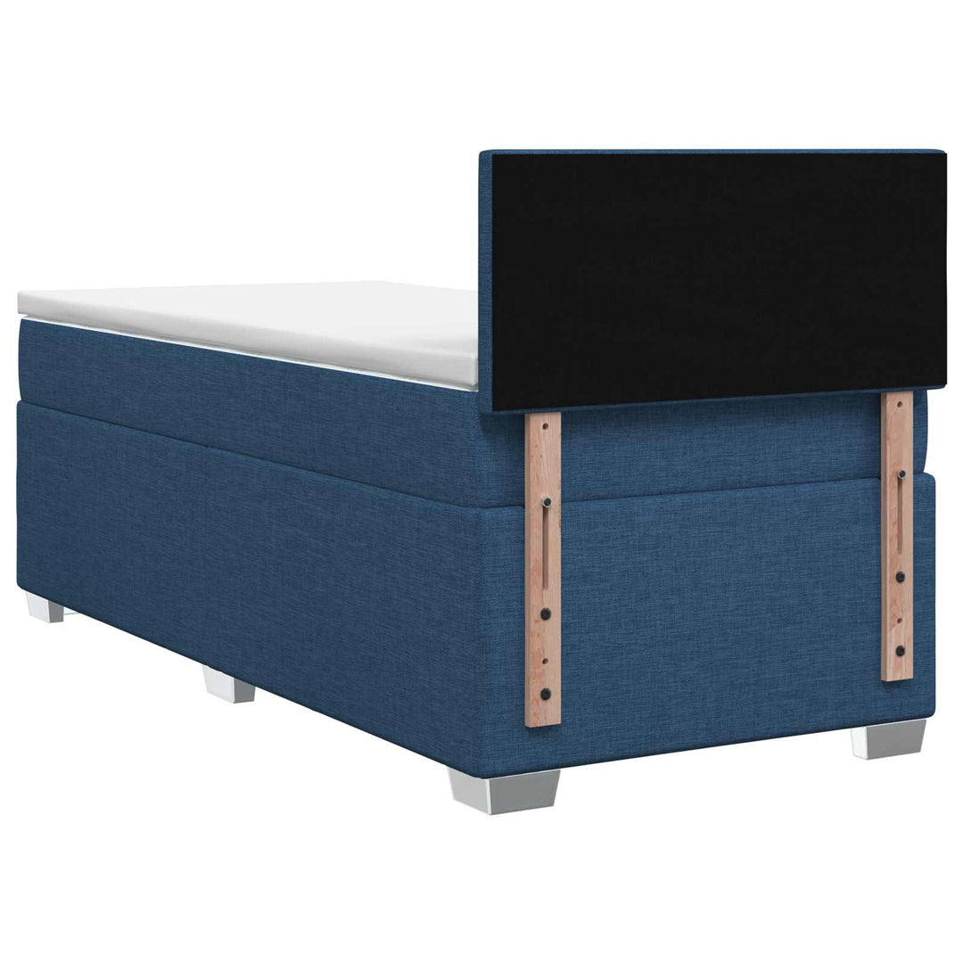 Boxmadras med topmadras med hovedgærde Blå 90 x 190 cm Stof