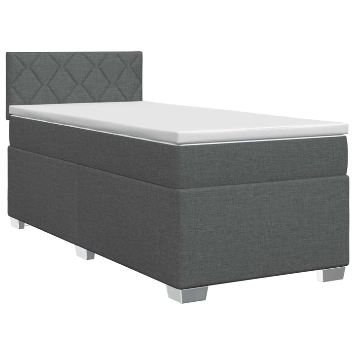 Boxmadras med topmadras Mørkegrå 90 x 190 cm Stof
