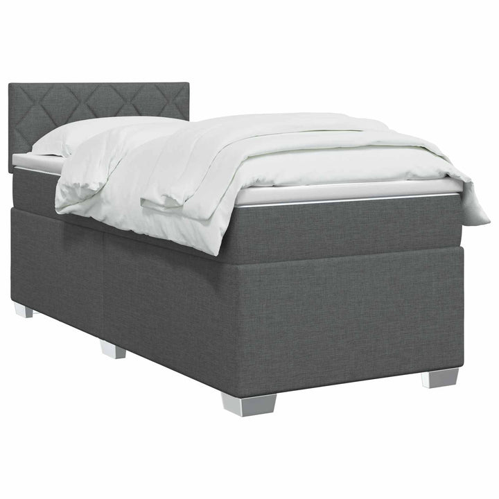 Boxmadras med topmadras Mørkegrå 90 x 190 cm Stof