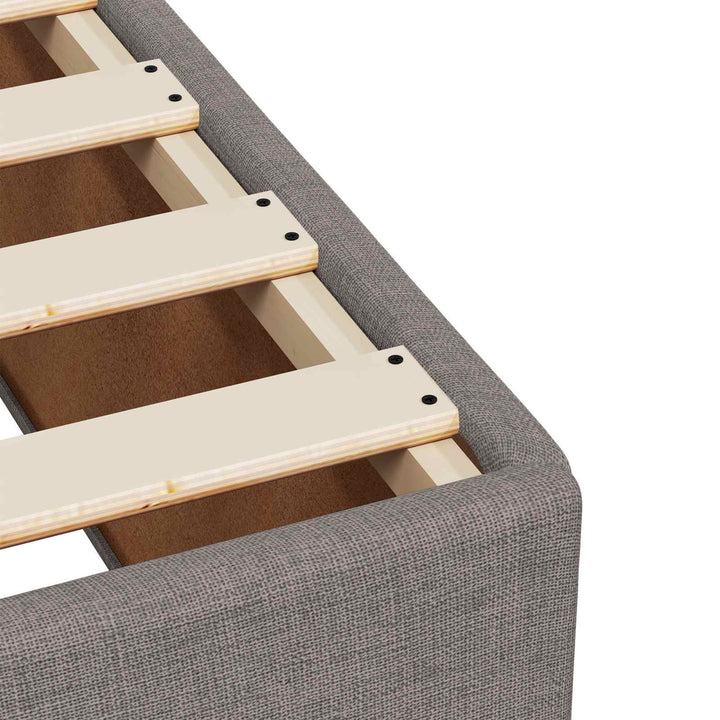 Boxmadras med topmadras med hovedgærde Gråbrun 90 x 190 cm Stof