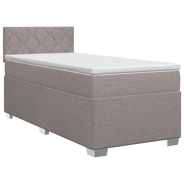 Boxmadras med topmadras med hovedgærde Gråbrun 90 x 190 cm Stof
