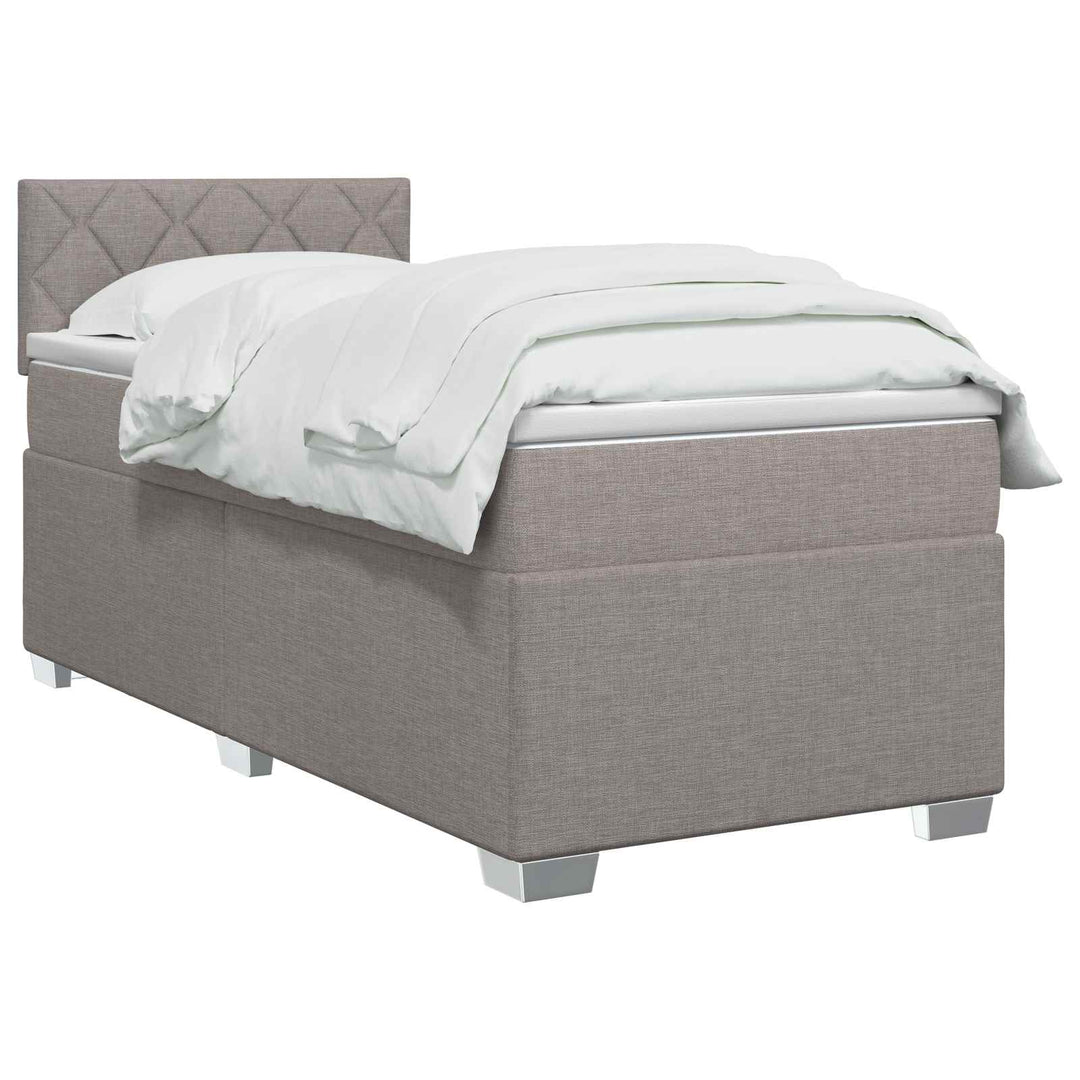 Boxmadras med topmadras med hovedgærde Gråbrun 90 x 190 cm Stof