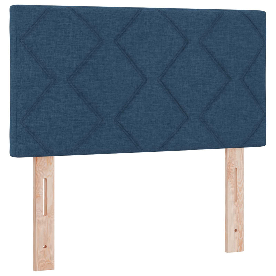 Boxmadras med topmadras med hovedgærde Blå 90 x 190 cm Stof