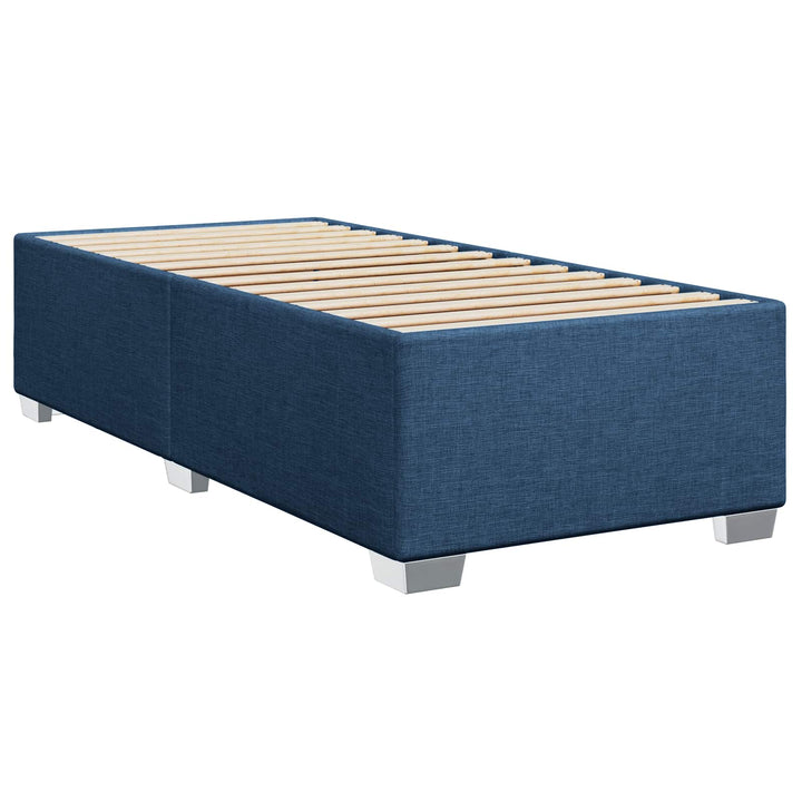 Boxmadras med topmadras med hovedgærde Blå 90 x 190 cm Stof