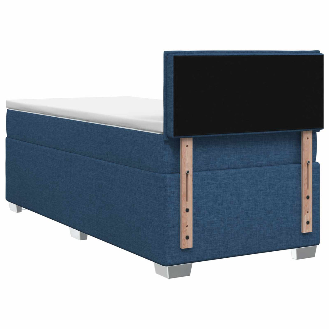 Boxmadras med topmadras med hovedgærde Blå 90 x 190 cm Stof