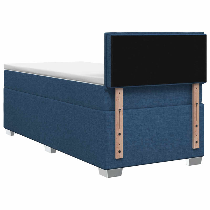 Boxmadras med topmadras med hovedgærde Blå 90 x 190 cm Stof