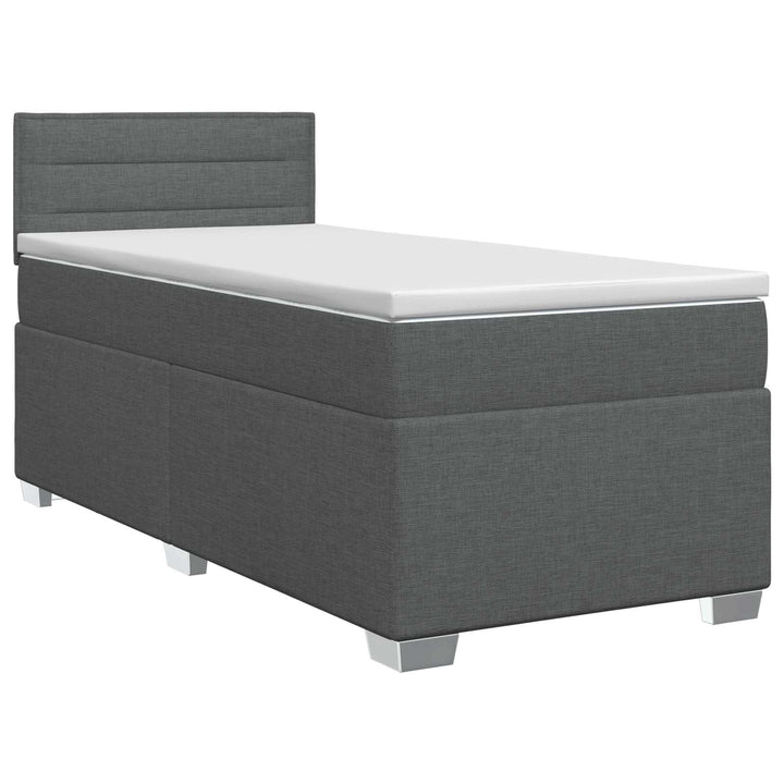 Boxmadras med topmadras Mørkegrå 90 x 200 cm Stof