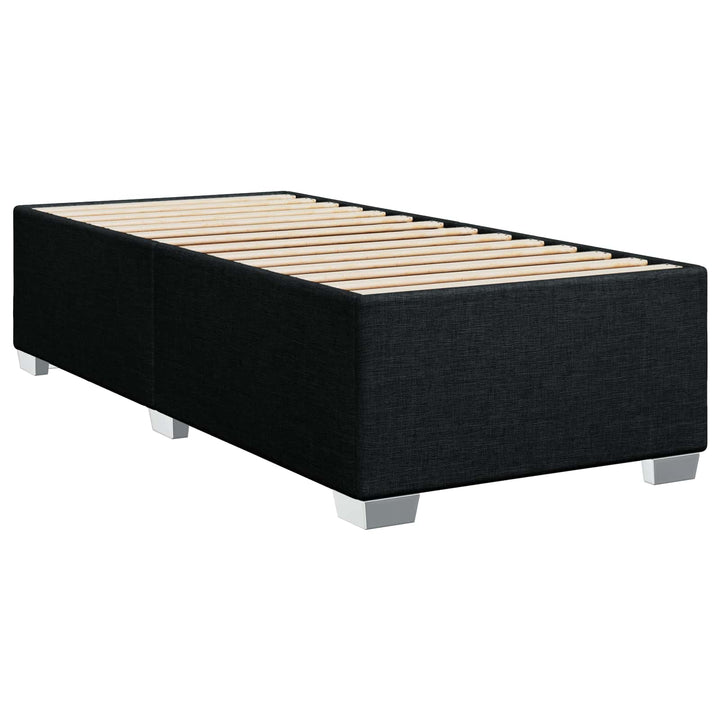 Boxmadras med topmadras med hovedgærde Sort 90 x 200 cm Stof