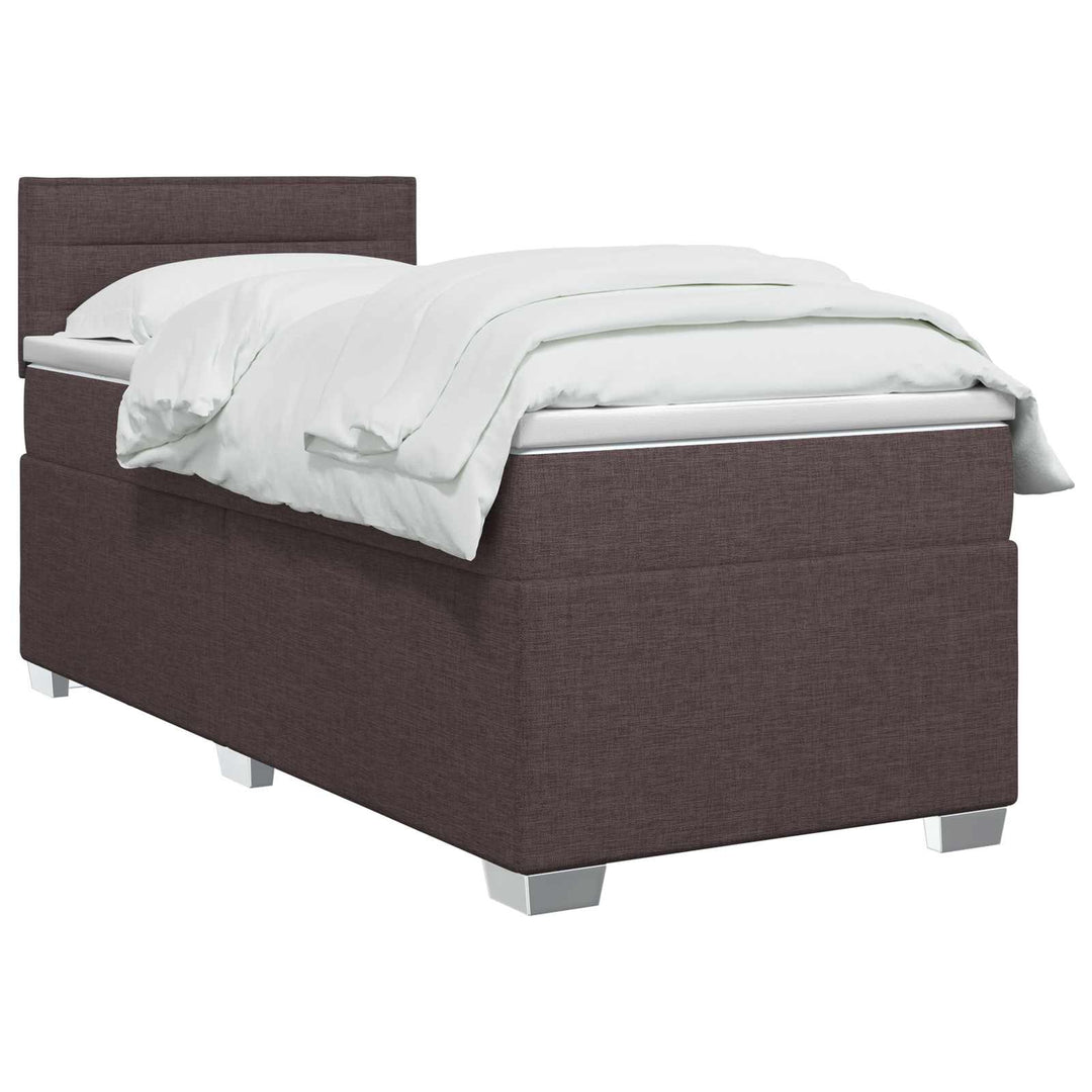 Boxmadras med topmadras Mørk Brun 90 x 200 cm Stof