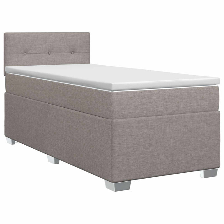 Boxmadras med topmadras med hovedgærde Gråbrun 90 x 200 cm Stof