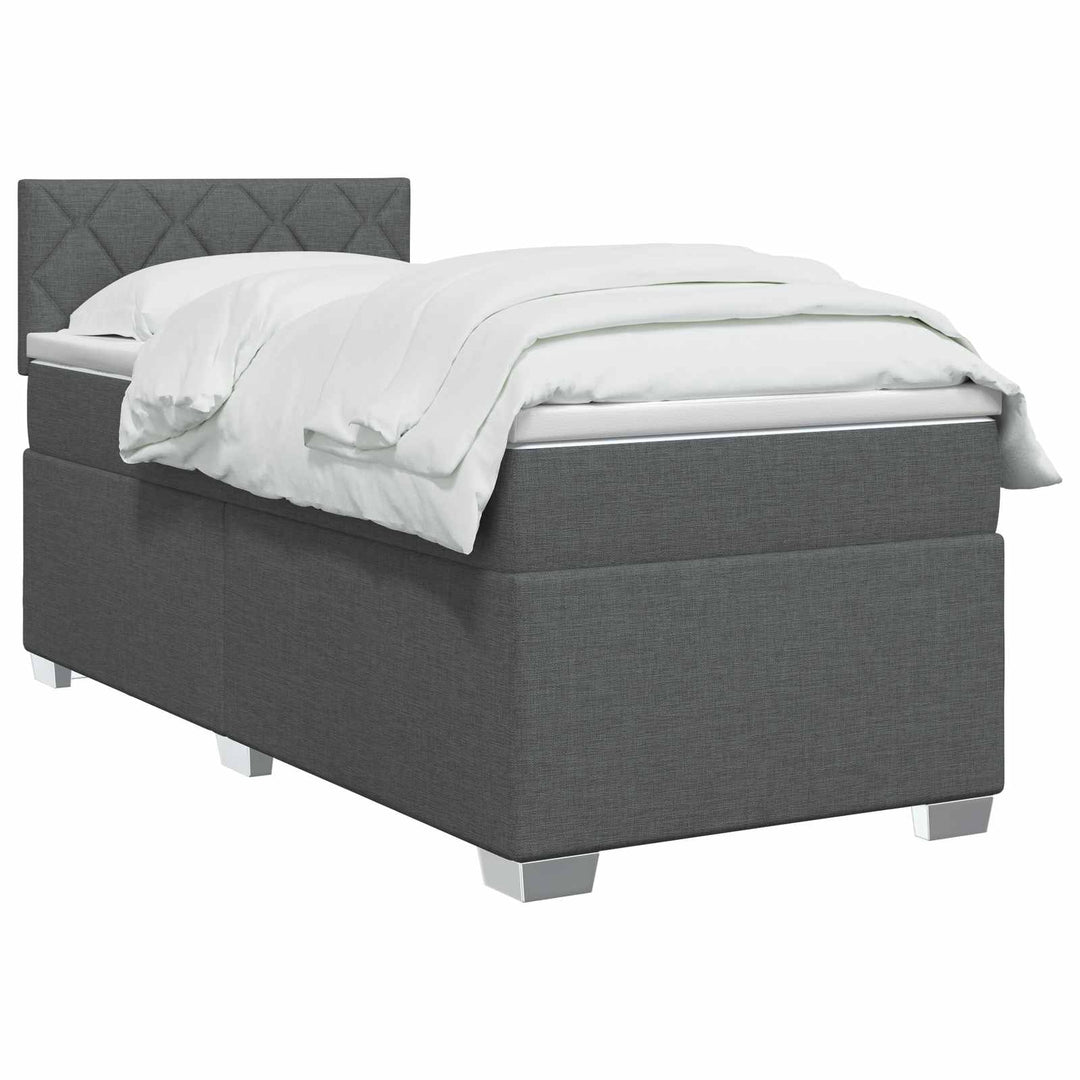 Boxmadras med topmadras Mørkegrå 90 x 200 cm Stof