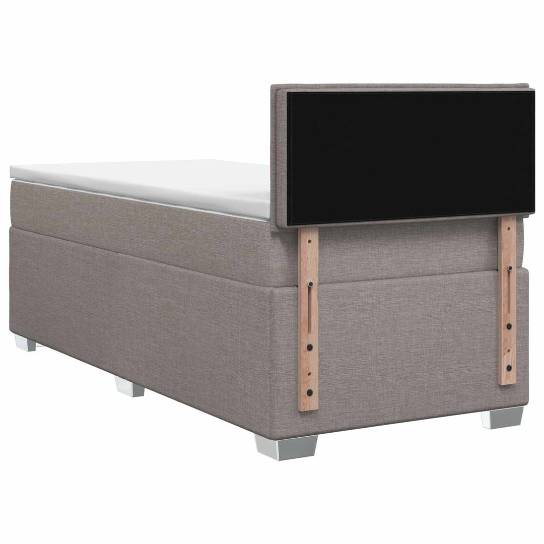 Boxmadras med topmadras med hovedgærde Gråbrun 90 x 200 cm Stof