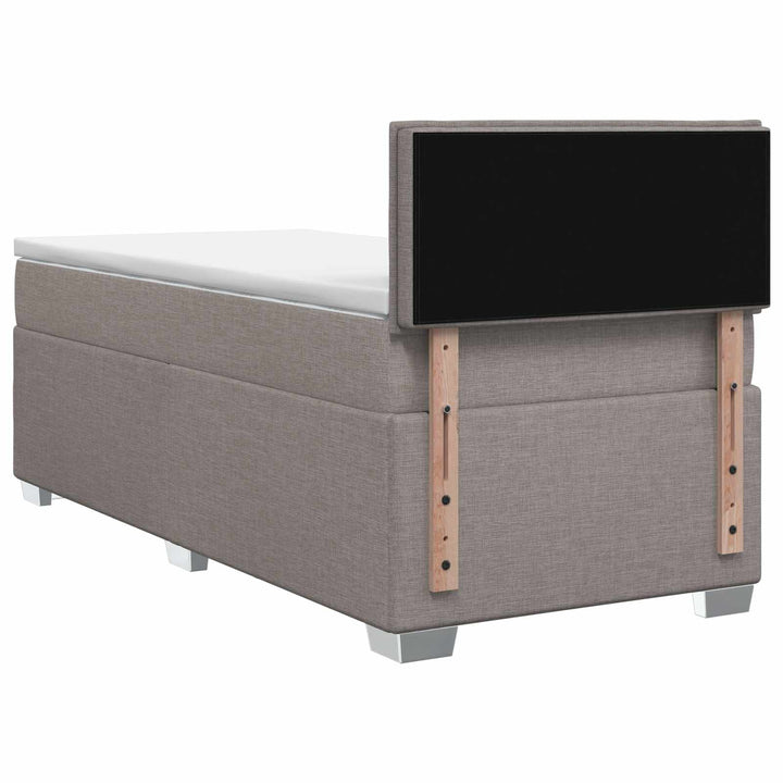Boxmadras med topmadras med hovedgærde Gråbrun 90 x 200 cm Stof