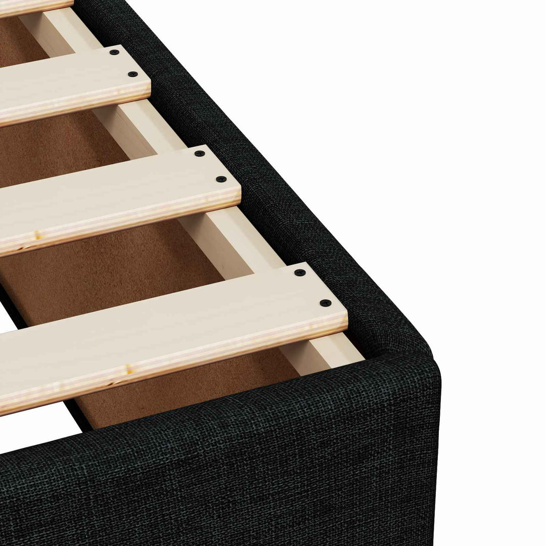 Boxmadras med topmadras med hovedgærde Sort 100 x 200 cm Stof