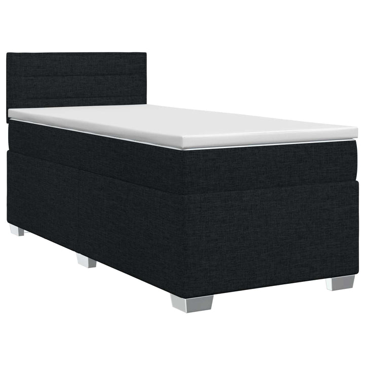 Boxmadras med topmadras med hovedgærde Sort 100 x 200 cm Stof