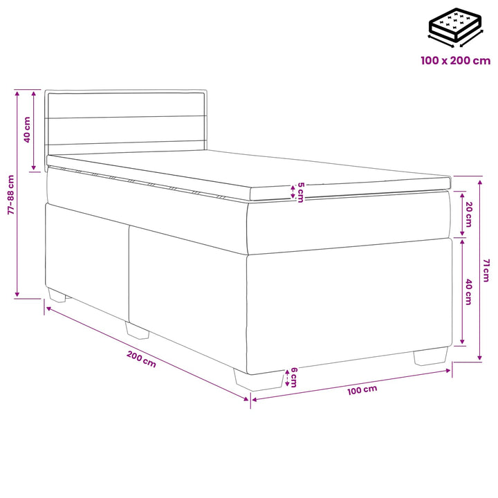 Boxmadras med topmadras Cremefarvet 100 x 200 cm Stof