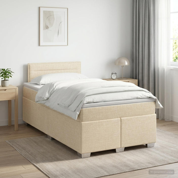 Boxmadras med topmadras Cremefarvet 120 x 200 cm Stof