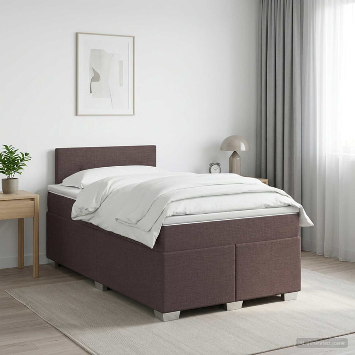 Boxmadras med topmadras Mørk Brun 120 x 200 cm Stof