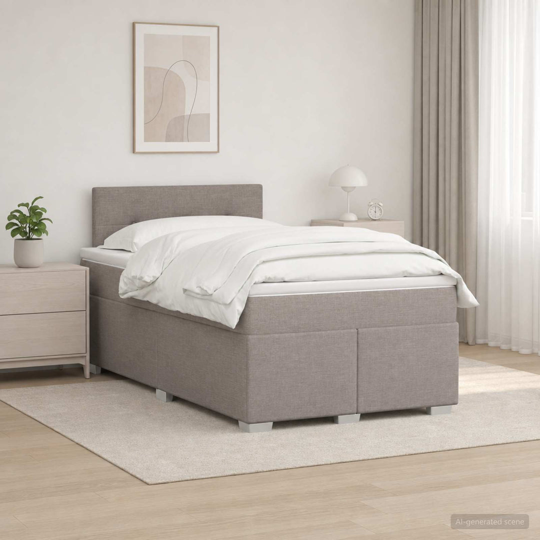 Boxmadras med topmadras Gråbrun 120 x 200 cm Stof