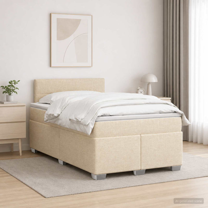 Boxmadras med topmadras Cremefarvet 120 x 190 cm Stof