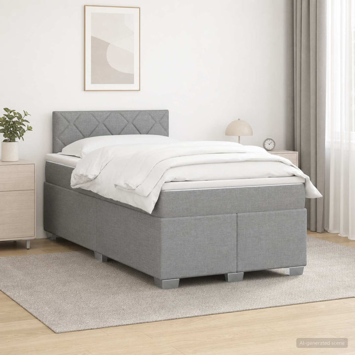 Boxmadras med topmadras Lysegrå 120 x 190 cm Stof