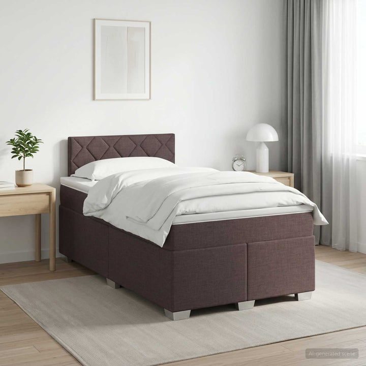 Boxmadras med topmadras Mørk Brun 120 x 190 cm Stof