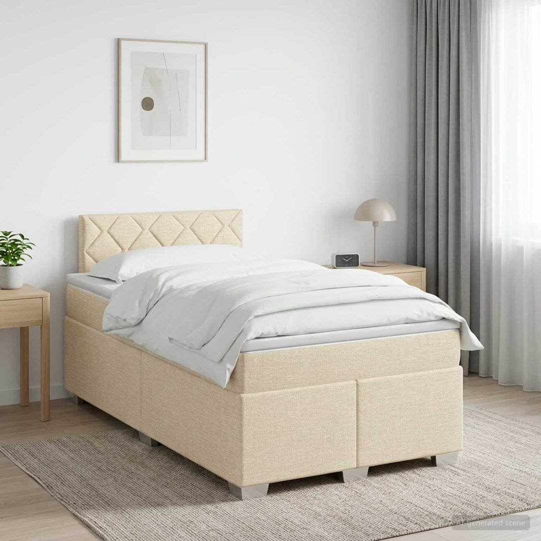 Boxmadras med topmadras Cremefarvet 120 x 190 cm Stof