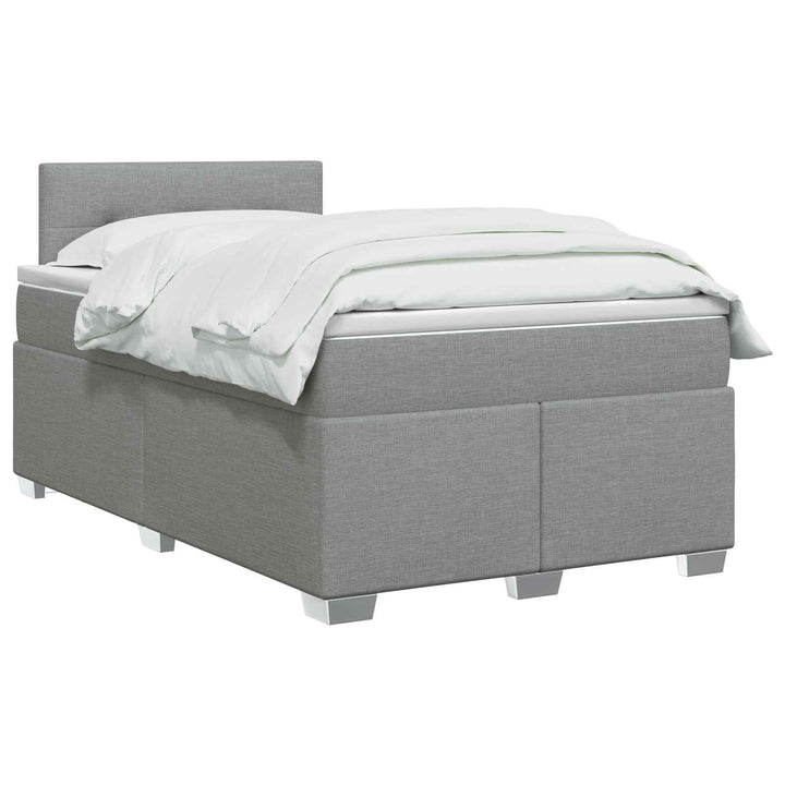 Boxmadras med topmadras Lysegrå 120 x 200 cm Stof