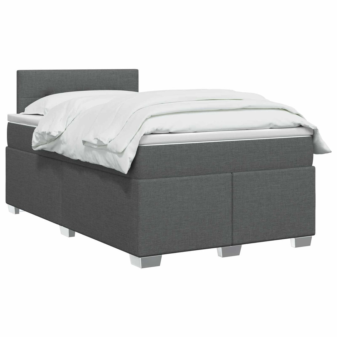 Boxmadras med topmadras Mørkegrå 120 x 200 cm Stof