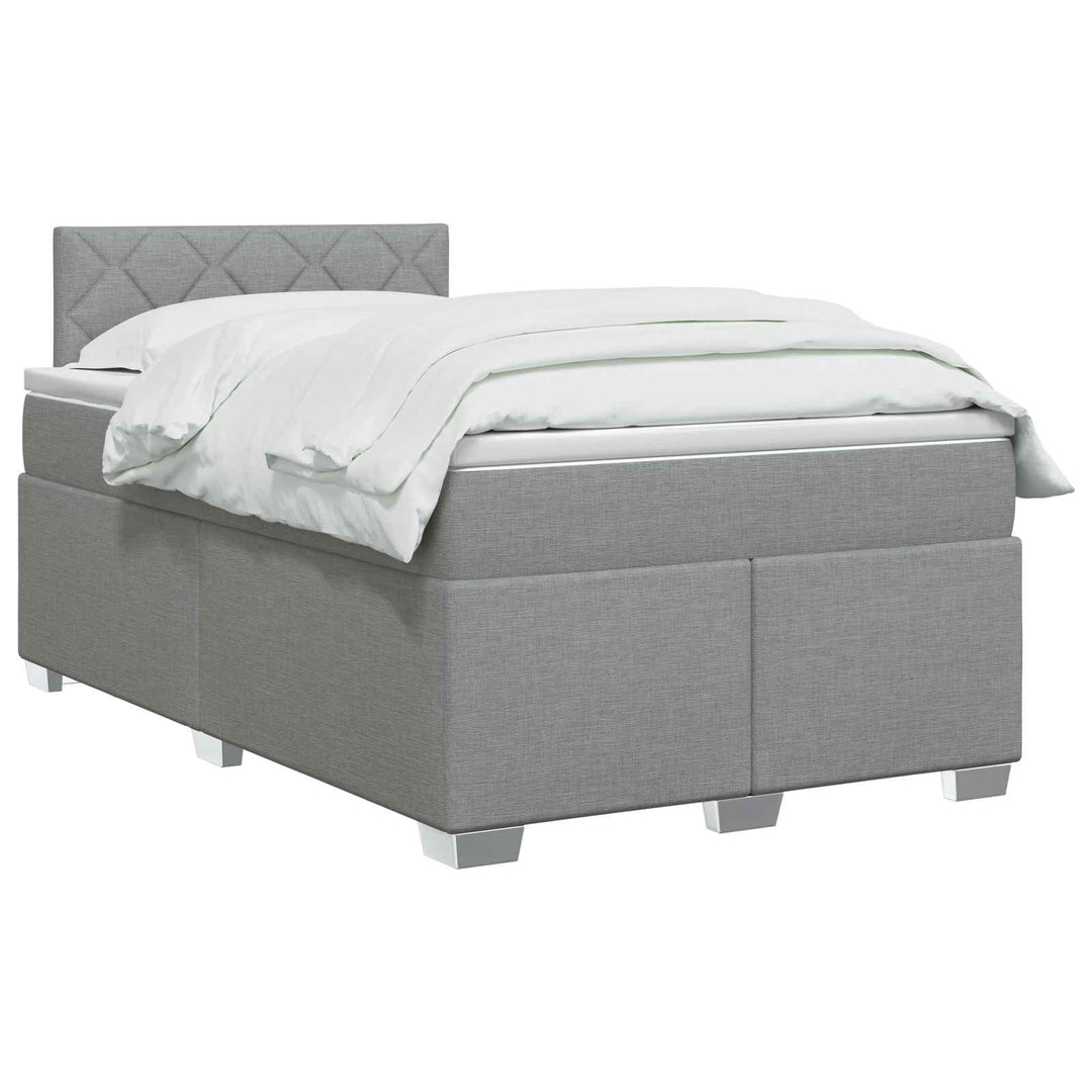Boxmadras med topmadras Lysegrå 120 x 200 cm Stof