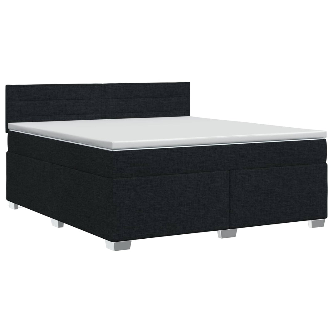 Boxmadras med topmadras med hovedgærde Sort 140 x 190 cm Stof