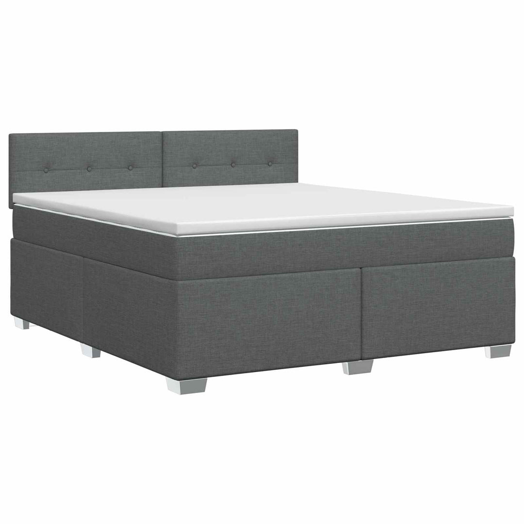 Boxmadras med topmadras Mørkegrå 140 x 190 cm Stof