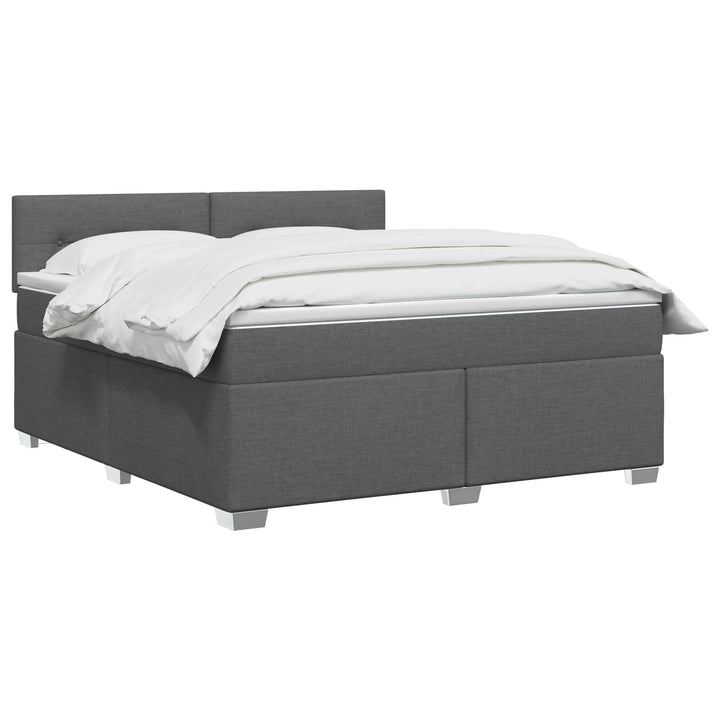 Boxmadras med topmadras Mørkegrå 140 x 190 cm Stof