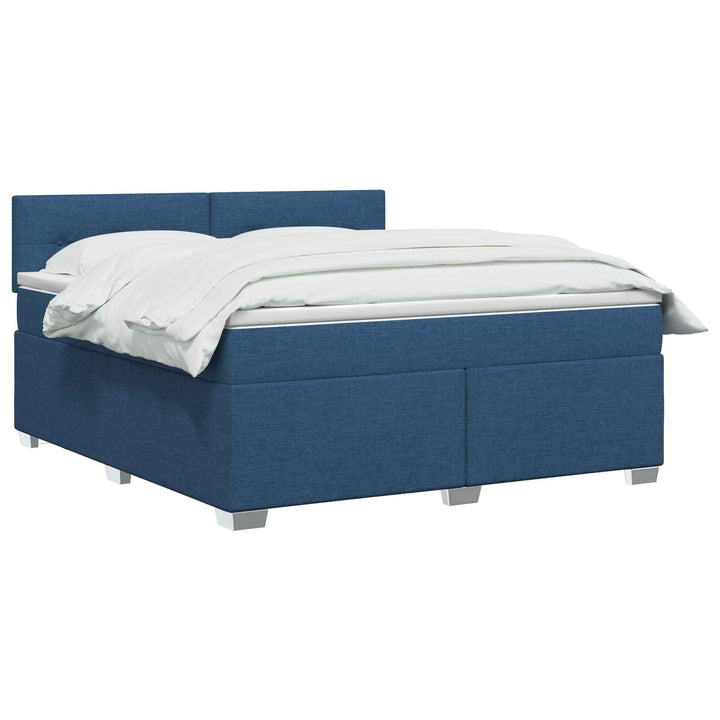 Boxmadras med topmadras med hovedgærde Blå 140 x 190 cm Stof