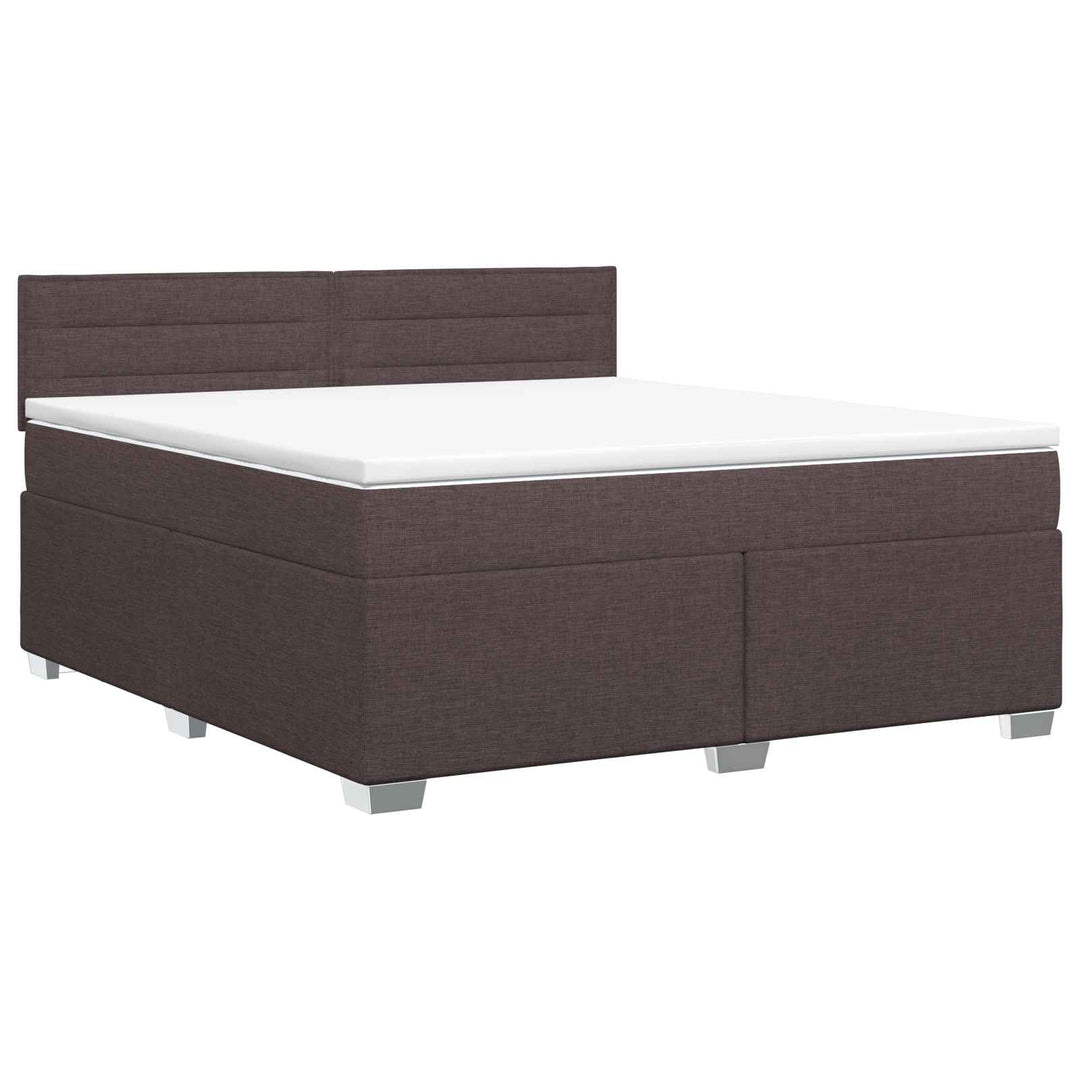 Boxmadras med topmadras Mørk Brun 140 x 200 cm Stof