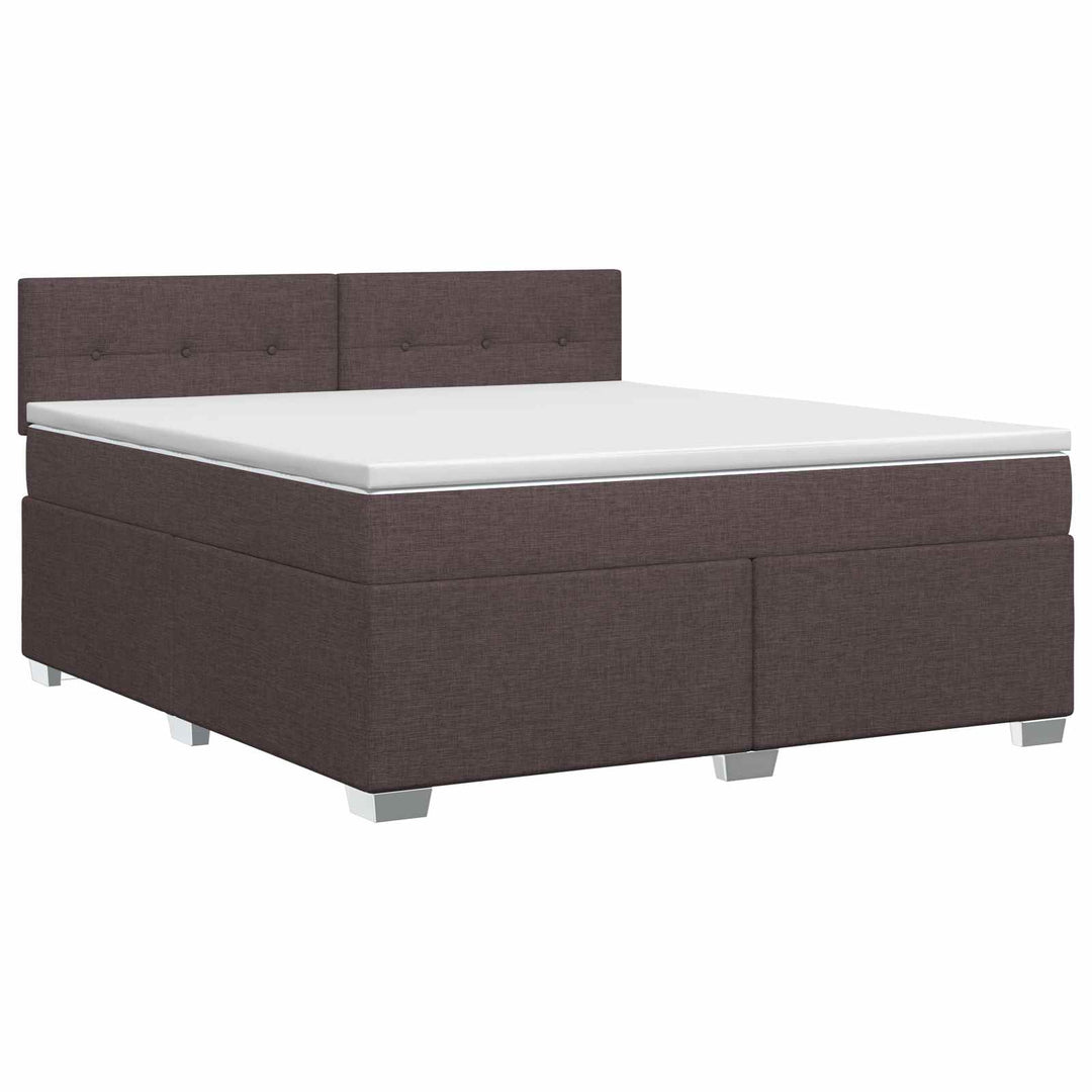 Boxmadras med topmadras Mørk Brun 140 x 200 cm Stof
