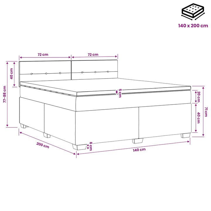 Boxmadras med topmadras Cremefarvet 140 x 200 cm Stof