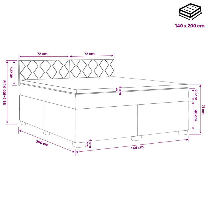 Boxmadras med topmadras Cremefarvet 140 x 200 cm Stof