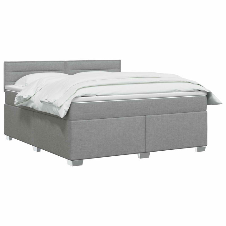 Boxmadras med topmadras Lysegrå 160 x 200 cm Stof