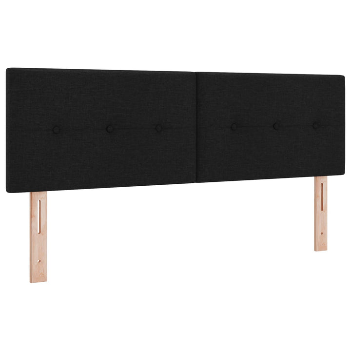 Boxmadras med topmadras med hovedgærde Sort 160 x 200 cm Stof
