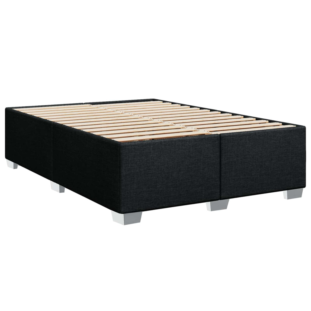 Boxmadras med topmadras med hovedgærde Sort 160 x 200 cm Stof
