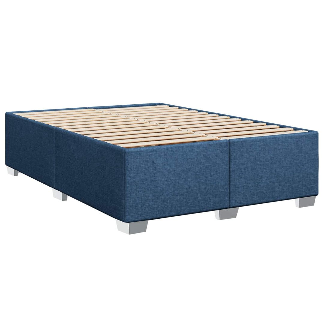 Boxmadras med topmadras med hovedgærde Blå 160 x 200 cm Stof