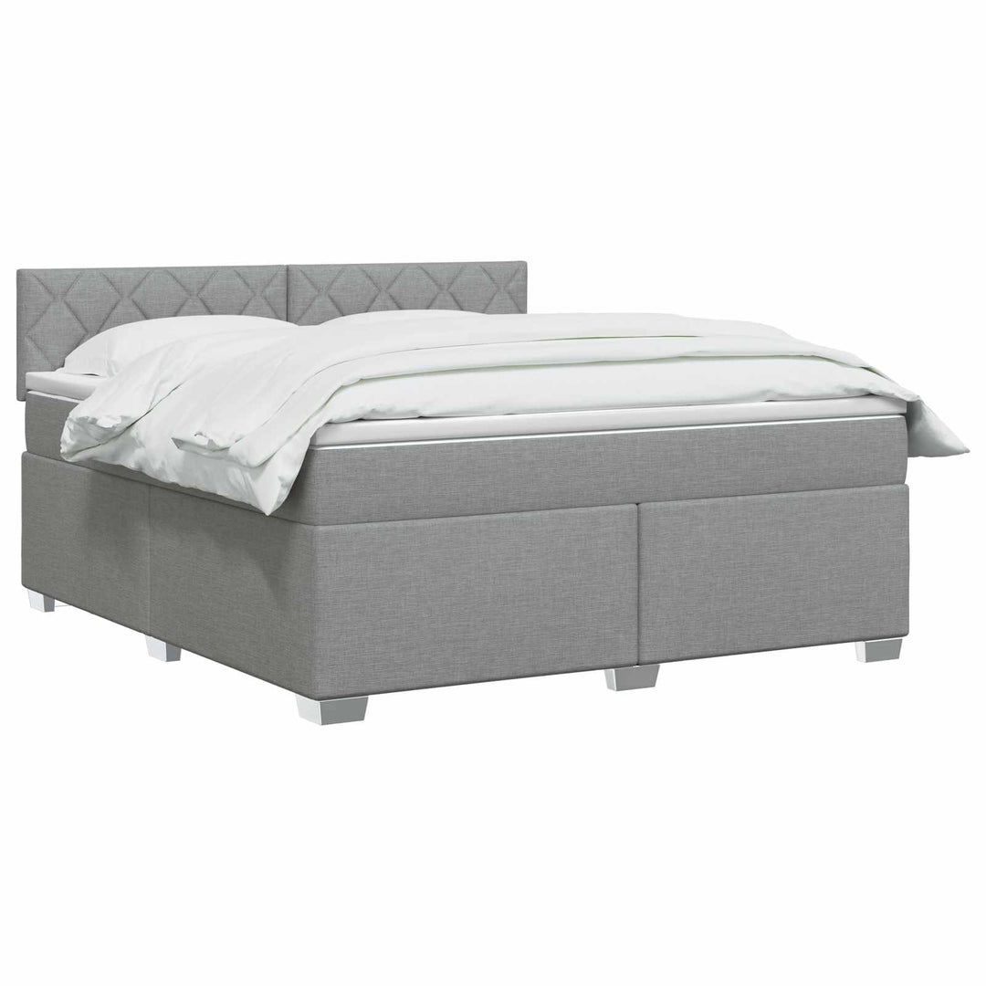 Boxmadras med topmadras Lysegrå 160 x 200 cm Stof