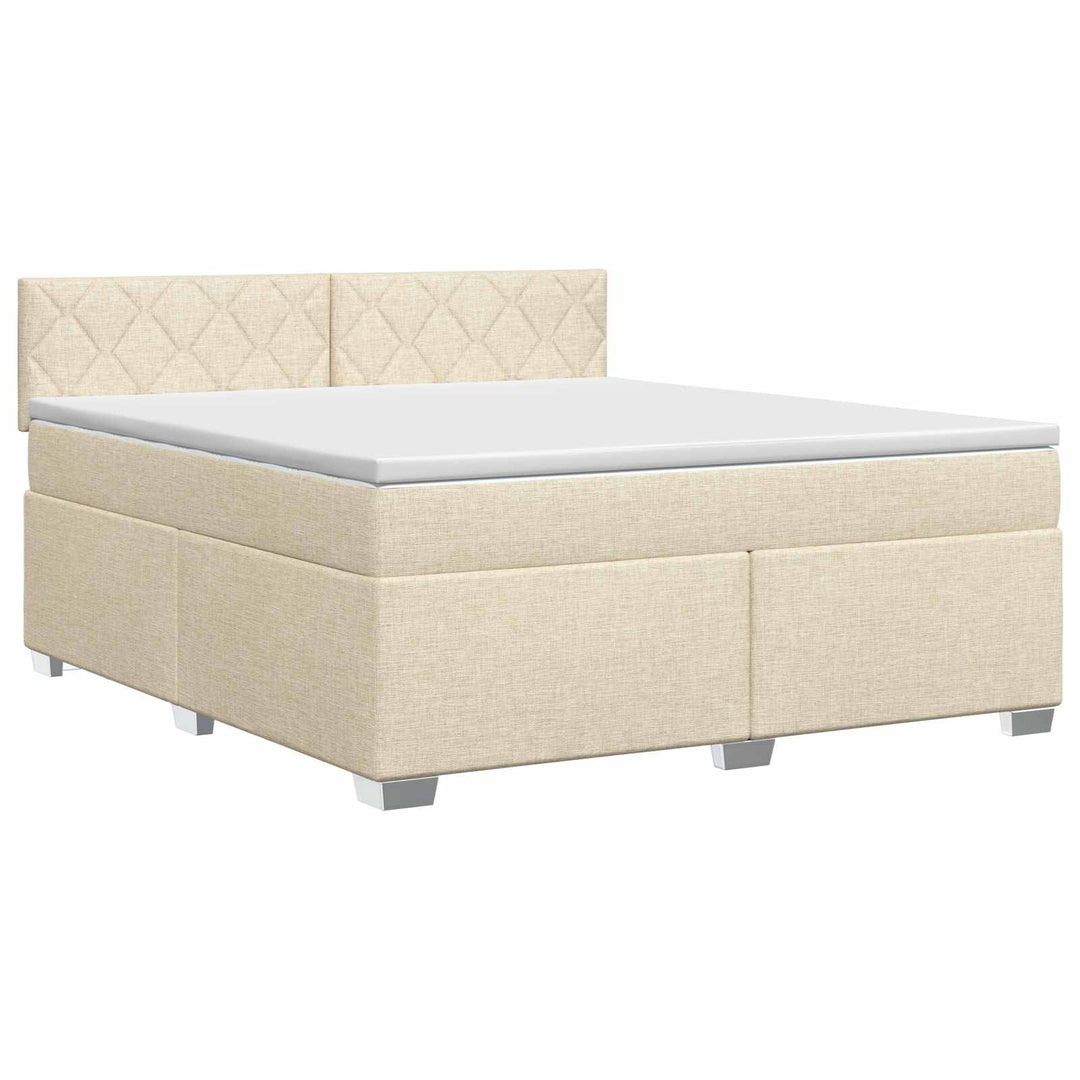 Boxmadras med topmadras Cremefarvet 160 x 200 cm Stof