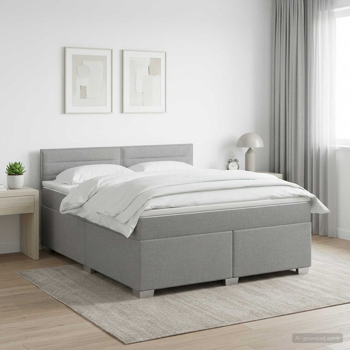 Boxmadras med topmadras Lysegrå 160 x 200 cm Stof