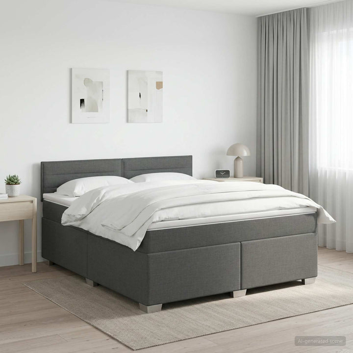 Boxmadras med topmadras Mørkegrå 160 x 200 cm Stof