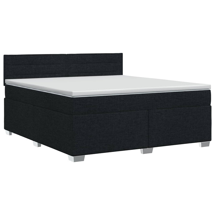 Boxmadras med topmadras med hovedgærde Sort 180 x 200 cm Stof